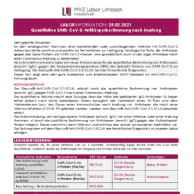 Quantitative SARS-CoV-2-Antikörperbestimmung nach Impfung